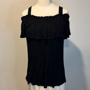 Cable & Gauge Black Ruffle Off-Shoulder Blouse